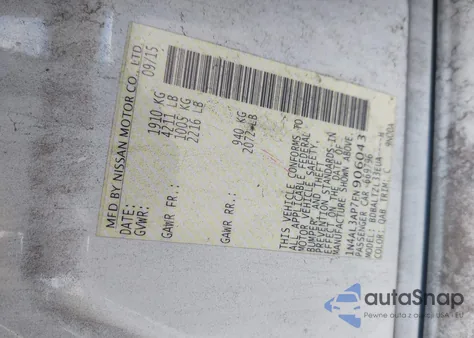 2015 Nissan Altima 2.5 Sl z USA, uszkodzony, nr VIN 1N4AL3AP7FN906043